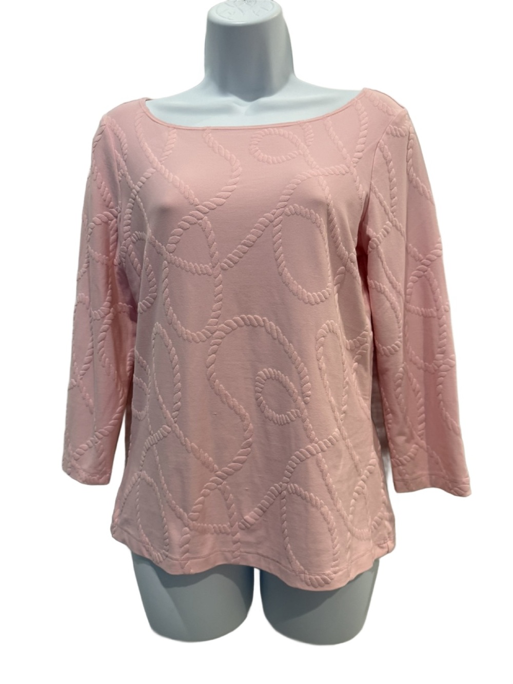 J Mclaughlin Pink Textured Rope-Pattern Top. Small